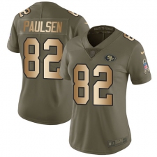 Women's Nike San Francisco 49ers #82 Logan Paulsen Limited Olive/Gold 2017 Salute to Service NFL Jersey
