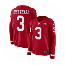 Women's Nike San Francisco 49ers #3 C. J. Beathard Limited Red Therma Long Sleeve NFL Jersey