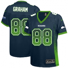 Women's Nike Seattle Seahawks #88 Jimmy Graham Elite Navy Blue Drift Fashion NFL Jersey
