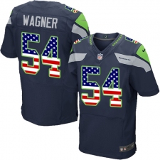 Men's Nike Seattle Seahawks #54 Bobby Wagner Elite Navy Blue Home USA Flag Fashion NFL Jersey