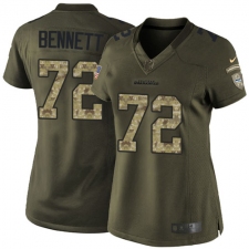 Women's Nike Seattle Seahawks #72 Michael Bennett Elite Green Salute to Service NFL Jersey