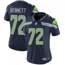 Women's Nike Seattle Seahawks #72 Michael Bennett Elite Steel Blue Team Color NFL Jersey