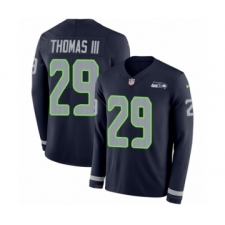 Men's Nike Seattle Seahawks #29 Earl Thomas III Limited Navy Blue Therma Long Sleeve NFL Jersey