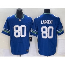 Men's Nike Seattle Seahawks #80 Steve Largent Blue 2023 FUSE Vapor Limited Throwback Stitched Jersey