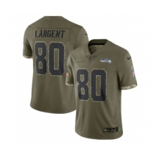 Men's Seattle Seahawks #80 Steve Largent 2022 Olive Salute To Service Limited Stitched Jersey