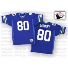 Mitchell And Ness Seattle Seahawks #80 Steve Largent Blue Authentic Throwback NFL Jersey