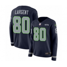 Women's Nike Seattle Seahawks #80 Steve Largent Limited Navy Blue Therma Long Sleeve NFL Jersey