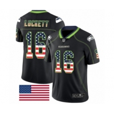 Men's Seattle Seahawks #16 Tyler Lockett Limited Black Rush USA Flag Football Jersey