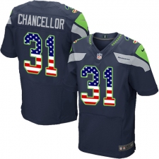 Men's Nike Seattle Seahawks #31 Kam Chancellor Elite Navy Blue Home USA Flag Fashion NFL Jersey