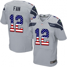 Men's Nike Seattle Seahawks 12th Fan Elite Grey Alternate USA Flag Fashion NFL Jersey