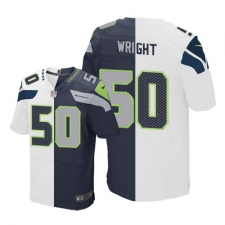 Men's Nike Seattle Seahawks #50 K.J. Wright Elite Navy/White Split Fashion NFL Jersey