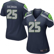 Women's Nike Seattle Seahawks #25 Richard Sherman Game Steel Blue Team Color NFL Jersey