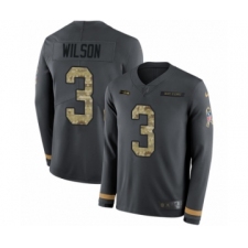 Men's Nike Seattle Seahawks #3 Russell Wilson Limited Black Salute to Service Therma Long Sleeve NFL Jersey