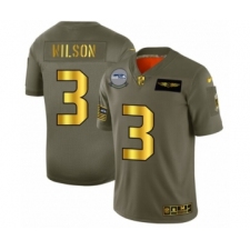 Men's Seattle Seahawks #3 Russell Wilson Limited Olive Gold 2019 Salute to Service Football Jersey