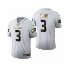 Men's Seattle Seahawks #3 Russell Wilson Limited White Golden Edition Football Jersey