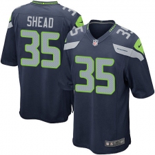 Men's Nike Seattle Seahawks #35 DeShawn Shead Game Steel Blue Team Color NFL Jersey