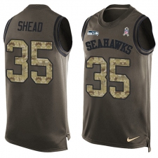 Men's Nike Seattle Seahawks #35 DeShawn Shead Limited Green Salute to Service Tank Top NFL Jersey