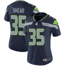 Women's Nike Seattle Seahawks #35 DeShawn Shead Elite Steel Blue Team Color NFL Jersey
