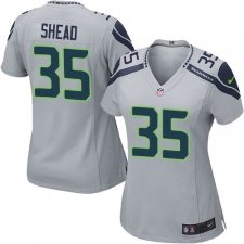Women's Nike Seattle Seahawks #35 DeShawn Shead Game Grey Alternate NFL Jersey