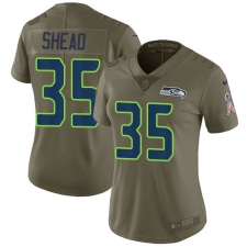 Women's Nike Seattle Seahawks #35 DeShawn Shead Limited Olive 2017 Salute to Service NFL Jersey