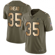 Youth Nike Seattle Seahawks #35 DeShawn Shead Limited Olive/Gold 2017 Salute to Service NFL Jersey