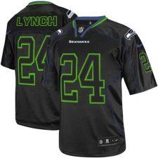 Youth Nike Seattle Seahawks #24 Marshawn Lynch Elite Lights Out Black NFL Jersey