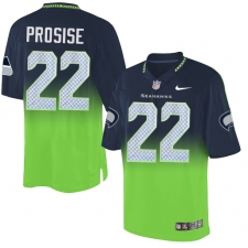 Men's Nike Seattle Seahawks #22 C. J. Prosise Elite Navy/Green Fadeaway NFL Jersey
