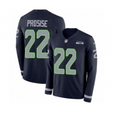 Men's Nike Seattle Seahawks #22 C. J. Prosise Limited Navy Blue Therma Long Sleeve NFL Jersey