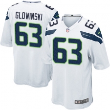 Men's Nike Seattle Seahawks #63 Mark Glowinski Game White NFL Jersey