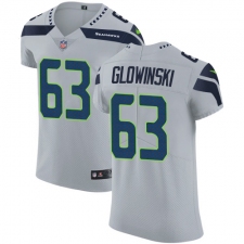 Men's Nike Seattle Seahawks #63 Mark Glowinski Grey Alternate Vapor Untouchable Elite Player NFL Jersey