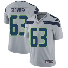Men's Nike Seattle Seahawks #63 Mark Glowinski Grey Alternate Vapor Untouchable Limited Player NFL Jersey