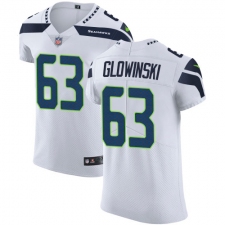 Men's Nike Seattle Seahawks #63 Mark Glowinski White Vapor Untouchable Elite Player NFL Jersey