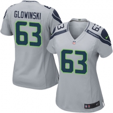 Women's Nike Seattle Seahawks #63 Mark Glowinski Game Grey Alternate NFL Jersey