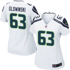 Women's Nike Seattle Seahawks #63 Mark Glowinski Game White NFL Jersey