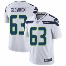 Youth Nike Seattle Seahawks #63 Mark Glowinski White Vapor Untouchable Limited Player NFL Jersey