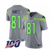 Men's Seattle Seahawks #81 Nick Vannett Limited Silver Inverted Legend 100th Season Football Jersey