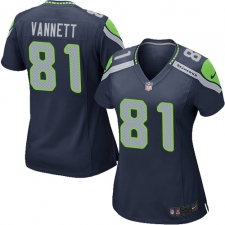 Women's Nike Seattle Seahawks #81 Nick Vannett Game Steel Blue Team Color NFL Jersey