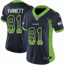 Women's Nike Seattle Seahawks #81 Nick Vannett Limited Navy Blue Rush Drift Fashion NFL Jersey
