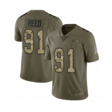 Men's Seattle Seahawks #91 Jarran Reed Limited Olive Camo 2017 Salute to Service Football Jersey