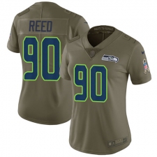 Women's Nike Seattle Seahawks #90 Jarran Reed Limited Olive 2017 Salute to Service NFL Jersey