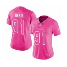 Women's Seattle Seahawks #91 Jarran Reed Limited Pink Rush Fashion Football Jersey