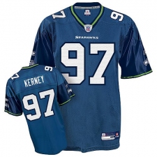 Reebok Seattle Seahawks #97 Patrick Kerney Steel Blue Team Color Authentic Throwback NFL Jersey
