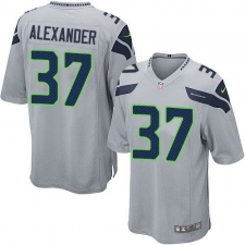 Men's Nike Seattle Seahawks #37 Shaun Alexander Game Grey Alternate NFL Jersey