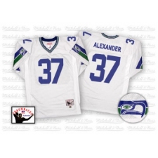 Mitchell And Ness Seattle Seahawks #37 Shaun Alexander White Authentic Throwback NFL Jersey