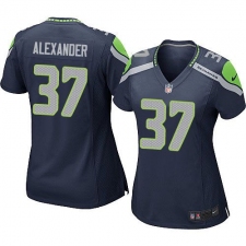 Women's Nike Seattle Seahawks #37 Shaun Alexander Game Steel Blue Team Color NFL Jersey