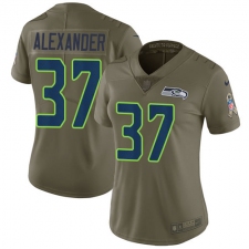 Women's Nike Seattle Seahawks #37 Shaun Alexander Limited Olive 2017 Salute to Service NFL Jersey