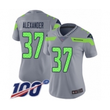 Women's Seattle Seahawks #37 Shaun Alexander Limited Silver Inverted Legend 100th Season Football Jersey
