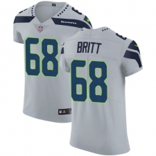 Men's Nike Seattle Seahawks #68 Justin Britt Grey Alternate Vapor Untouchable Elite Player NFL Jersey