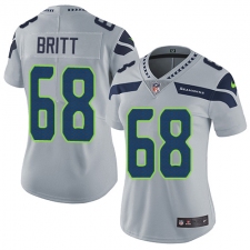 Women's Nike Seattle Seahawks #68 Justin Britt Elite Grey Alternate NFL Jersey