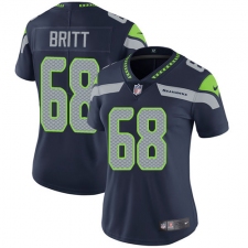 Women's Nike Seattle Seahawks #68 Justin Britt Elite Steel Blue Team Color NFL Jersey